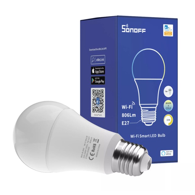 SONOFF smart λάμπα LED B02-B-A60, Wi-Fi, 9W, E27, 2700K-6500K