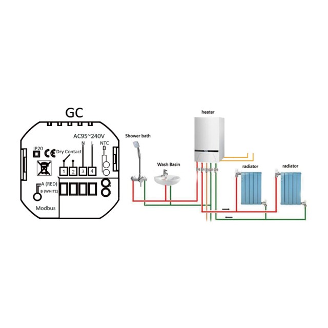 Smart θερμοστάτης αερίου BHT-002-GCLWDB, dual band WiFi, χωνευτός, λευκός