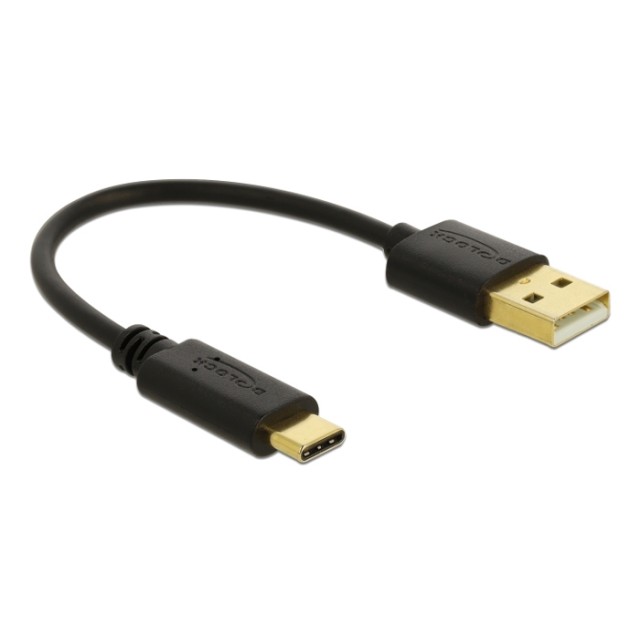 DELOCK καλώδιο USB σε USB-C 85354, 15W, 22AWG, 0.15m, μαύρο