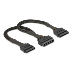 DELOCK καλώδιο SATA 15pin σε 2x SATA 15pin 60135, 0.25m, μαύρο