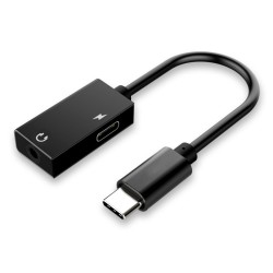 POWERTECH αντάπτορας USB-C σε USB-C & 3.5mm CAB-UC053, μαύρος