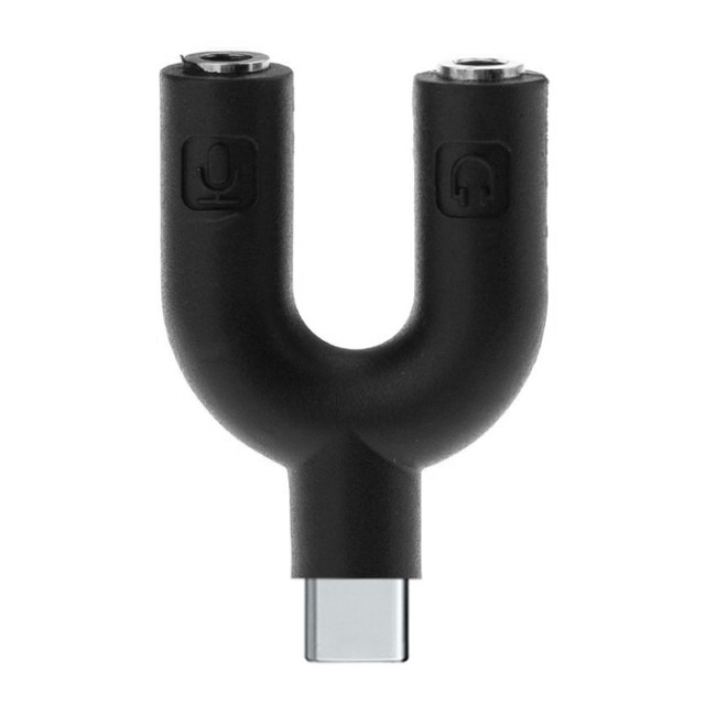 POWERTECH αντάπτορας USB-C σε 2x 3.5mm CAB-J052, μαύρος