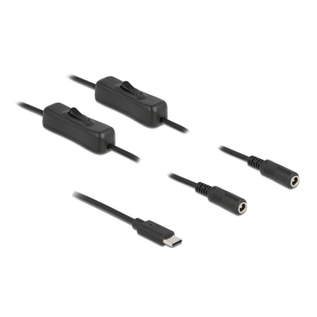 DELOCK καλώδιο USB Type-C σε 2x DC 5.5 x 2.1mm 86800, 1m, μαύρο DELOCK καλώδιο USB Type-C σε 2x DC 5.5 x 2.1mm 86800, 1m, μαύρο