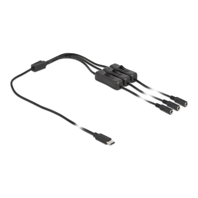 DELOCK καλώδιο USB Type-C σε 3x DC 5.5 x 2.1mm 86801, 1m, μαύρο DELOCK καλώδιο USB Type-C σε 3x DC 5.5 x 2.1mm 86801, 1m, μαύρο