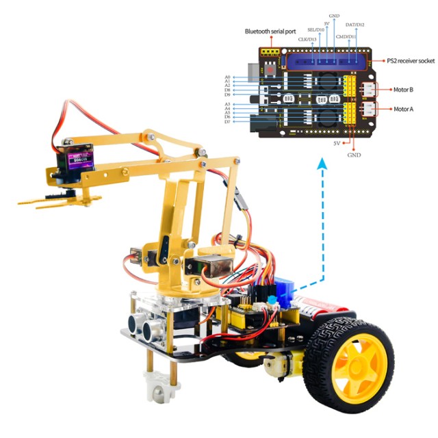 KEYESTUDIO 4DOF mechanical robot arm car kit KS0520, για Arduino