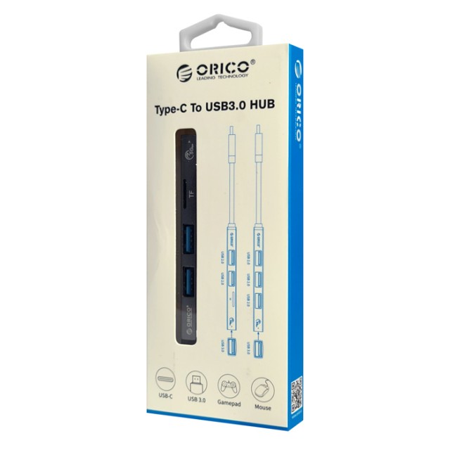 ORICO USB hub AH-12F με card reader, 3 θυρών, 5Gbps, USB-C σύνδεση, γκρι