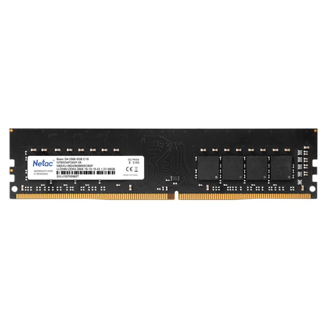 NETAC μνήμη DDR4 UDIMM NTBSD4P26SP-08, 8GB, 2666MHz, CL19