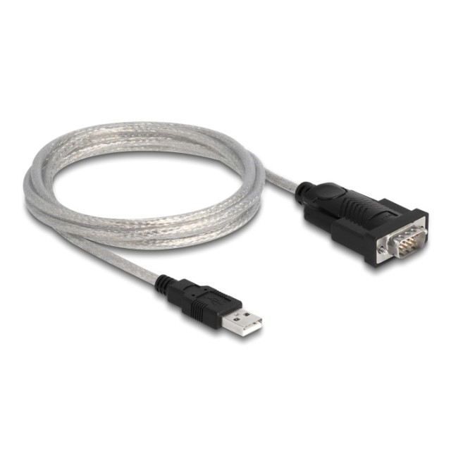 DELOCK καλώδιο USB σε RS-232 DB9 61314 με αντάπτορα DB25, 1.8m, μαύρο