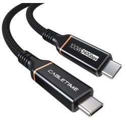 CABLETIME καλώδιο USB-C CT-USB4, 100W, 8K, 40Gbps, 1m, μαύρο