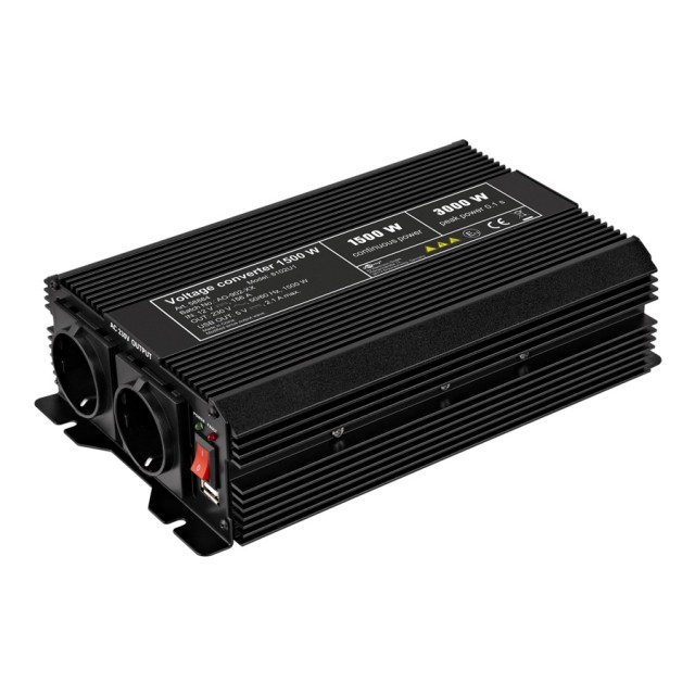 GOOBAY inverter αυτοκινήτου 58884, 12V σε 230V, 1500W, USB 2.1A