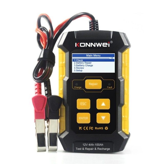 KONNWEI φορτιστής μπαταρίας αυτοκινήτου KW510 με tester, 12V