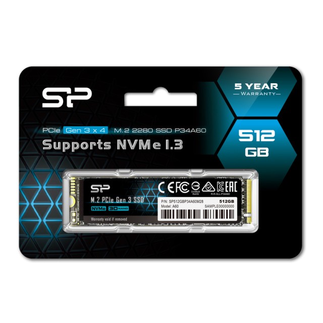 SILICON POWER SSD PCIe Gen3x4 P34A60 M.2 2280, 512GB, 2.200-1.600MB/s