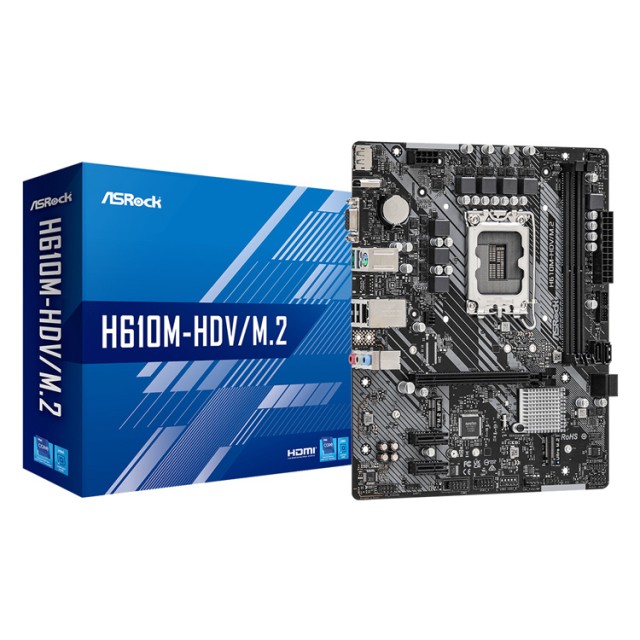 ASROCK μητρική H610M-HDV-M.2, 2x DDR4, s1700, USB 3.2 Gen1, mATX