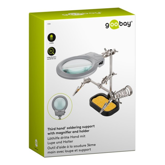 GOOBAY μεγεθυντικός φακός 51226 με clips συγκράτησης, 2x, LED φωτισμός