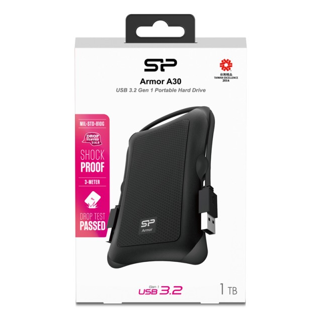 SILICON POWER εξωτερικός HDD Armor A30, 1TB, USB 3.2, μαύρος