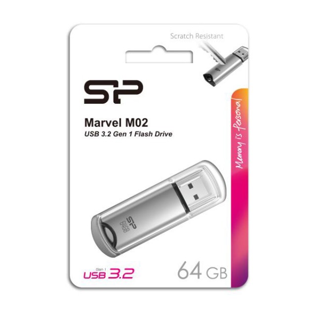 SILICON POWER USB Flash Drive Marvel M02, 64GB, USB 3.2, γκρι