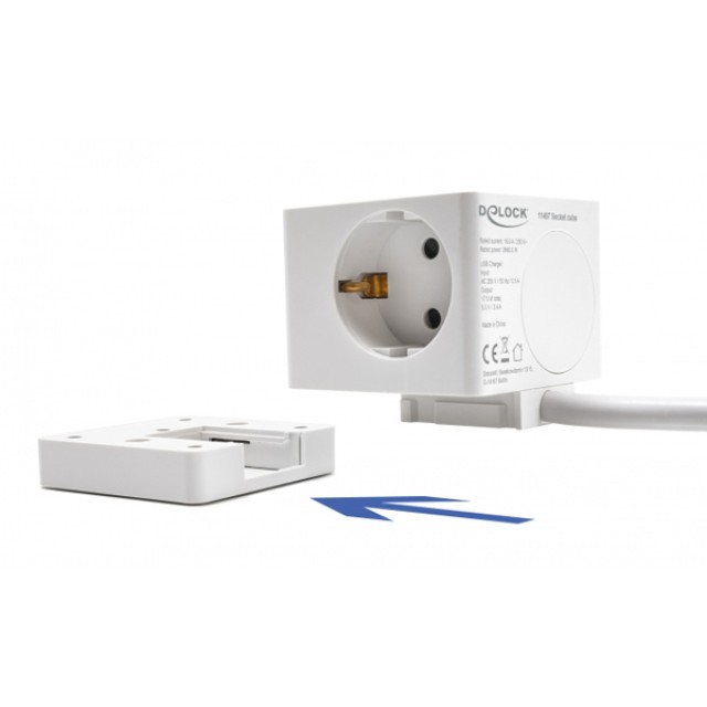 DELOCK πολύπριζο 11497, 3x schuko, USB-C & 2x USB, 16A, 1.5m, λευκό