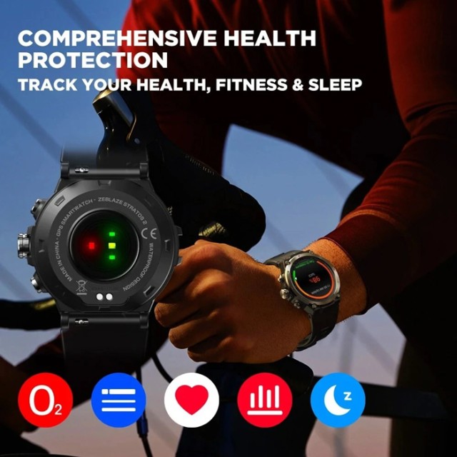 ZEBLAZE smartwatch Stratos 2, 1.3" AMOLED, GPS, heart rate, 5 ATM, μαύρο