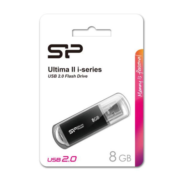 SILICON POWER USB Flash Drive Ultima II-I, 8GB, USB 2.0, μαύρο