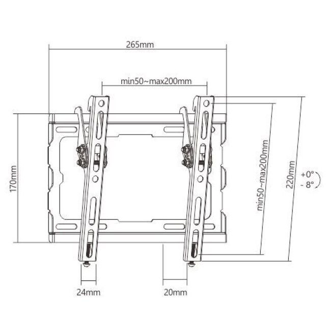 BRATECK επιτοίχια βάση KL32-22T για τηλεόραση 23"-43", έως 45kg