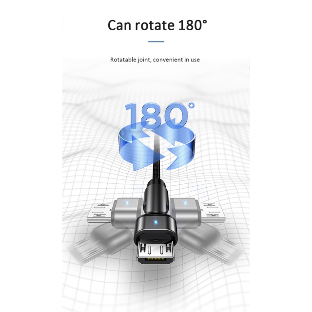 USAMS καλώδιο Micro USB σε USB SJ478, περιστρεφόμενο, 10W, 1m, πράσινο