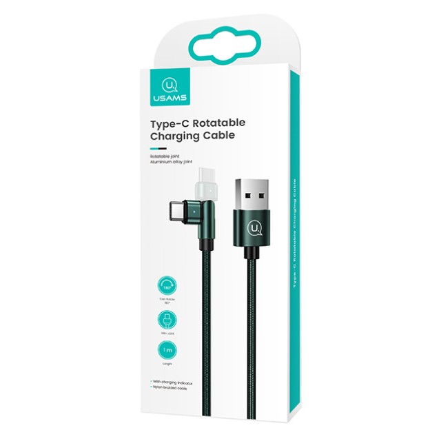 USAMS καλώδιο USB-C σε USB SJ477, περιστρεφόμενο βύσμα, 10W, 1m, πράσινο