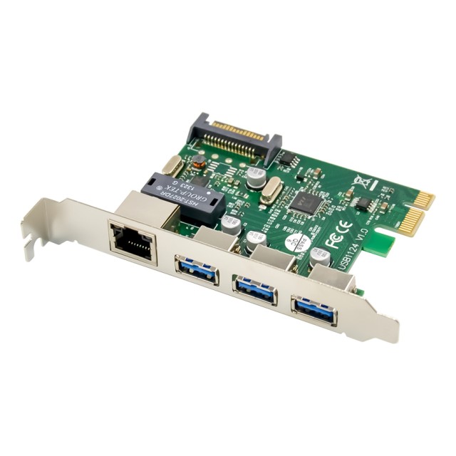 POWERTECH κάρτα επέκτασης PCIe σε USB 3.0 & GbE LAN ST642, VL805&RTL8153