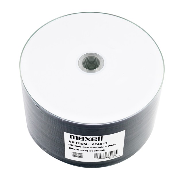 MAXELL CD-R 624043, 700ΜΒ 80min 52x speed, printable, Shrink pack, 50τμχ