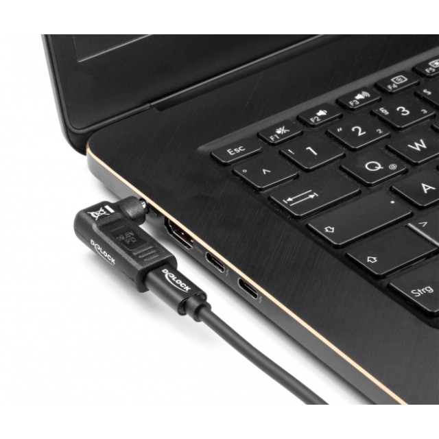 DELOCK αντάπτορας τροφοδοσίας 60005, USB-C σε HP 7.4x5mm, 90°, μαύρος