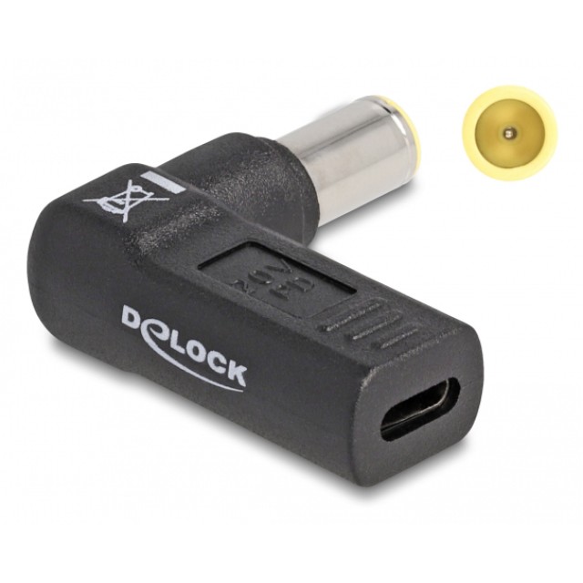 DELOCK αντάπτορας τροφοδοσίας 60012, USB-C σε IBM 7.9x5.5mm, 90°, μαύρος