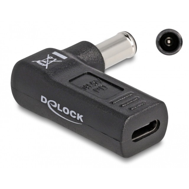 DELOCK αντάπτορας τροφοδοσίας 60014, USB-C σε Sony 6x4.3mm, 90°, μαύρος