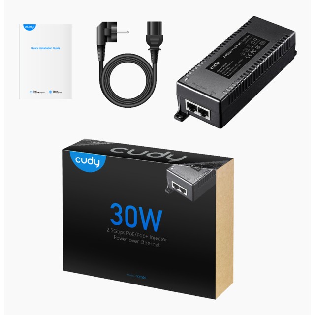 CUDY 2.5Gbps PoE+/PoE injector POE500, 30W