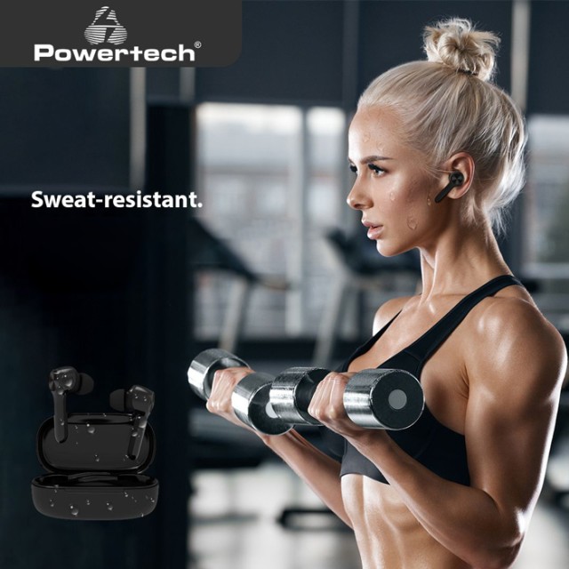 POWERTECH earphones με θήκη φόρτισης Shell, True Wireless, μαύρα