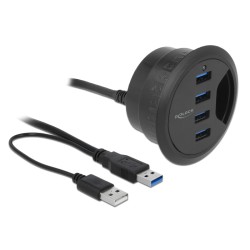 DELOCK USB hub 62868, 4x θυρών, 5Gbps, Φ60/80mm, USB σύνδεση, μαύρο