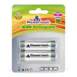 POWERTECH επαναφορτιζόμενη μπαταρία PT-351 2600mAh, AA R6, 2 τμχ