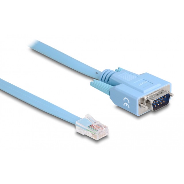 DELOCK καλώδιο serial RS-232 DB9 σε RJ45 63353, 1m, μπλε