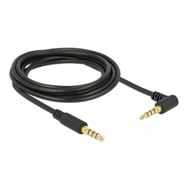 DELOCK καλώδιο Jack stereo σε Jack stereo 4pin 3.5mm, 90°, μαύρο, 3m