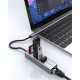 CABLETIME USB-C hub CT-CMLU3, RJ45 & 3x USB θύρες, 5Gbps, 1000Mbps, γκρι