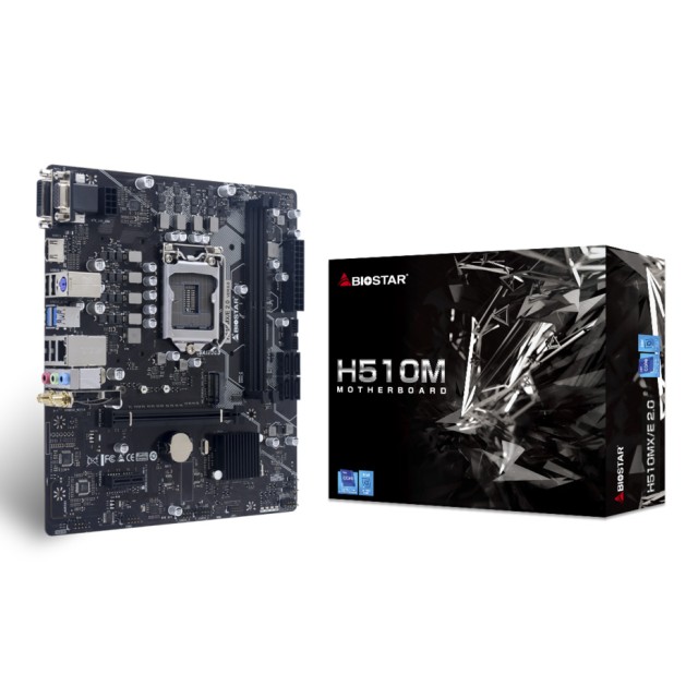 BIOSTAR μητρική H510MX/E 2.0, 2x DDR4, s1200, USB 3.2, uATX, GbE, Ver. 6.2