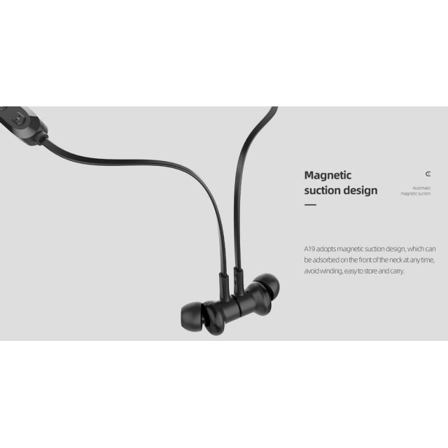 CELEBRAT earphones A19 με μαγνήτη, Bluetooth, 10mm, 110mAh, μαύρα