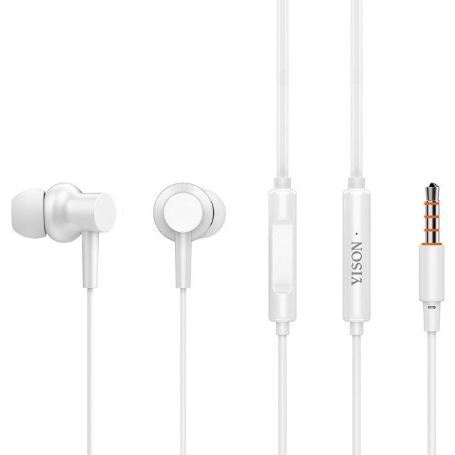 YISON earphones με μικρόφωνο X2, 3.5mm σύνδεση, Φ10mm, 1.36m, λευκά