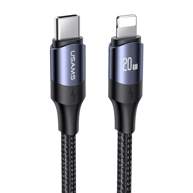 USAMS καλώδιο Lightning σε USB-C US-SJ521, 20W PD, 1.2m, μαύρο