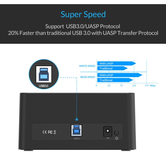 ORICO docking station 6619US3-V1, 2.5/3.5" HDD/SSD, 5Gbps, UASP, μαύρο