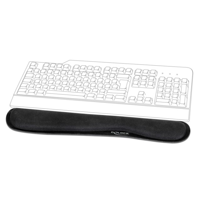 DELOCK στήριγμα καρπού για πληκτρολόγιο/laptop 12558, 20x85x465mm, μαύρο