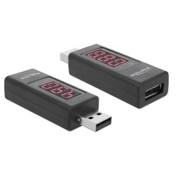 DELOCK αντάπτορας USB 65569 με οθόνη ένδειξης V/A, έως 5V/4A, μαύρος