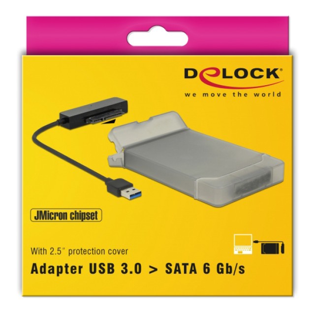 DELOCK αντάπτορας USB σε SATA 62742 με θήκη για 2.5" HDD/SSD, 6Gbps