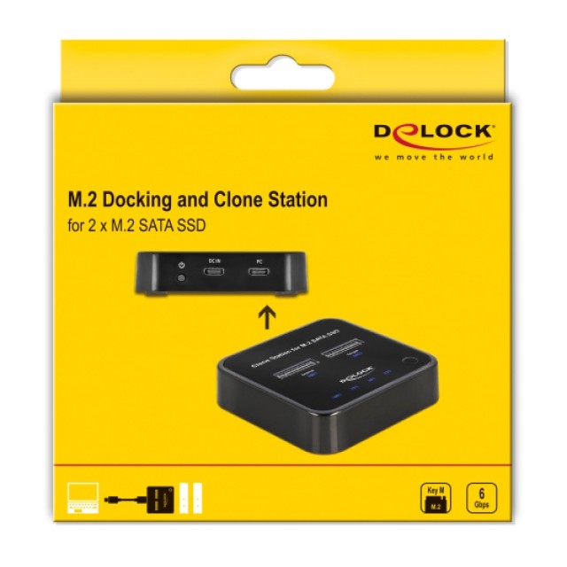 DELOCK docking station 64178, clone function, 2x M.2 SATA, 6Gbps, μαύρο