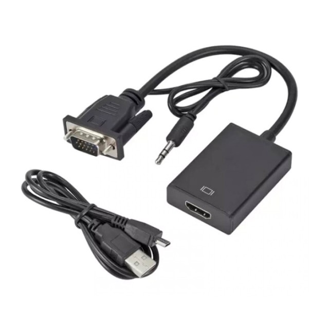 POWERTECH αντάπτορας VGA & 3.5mm σε HDMI PTH-078, μαύρος