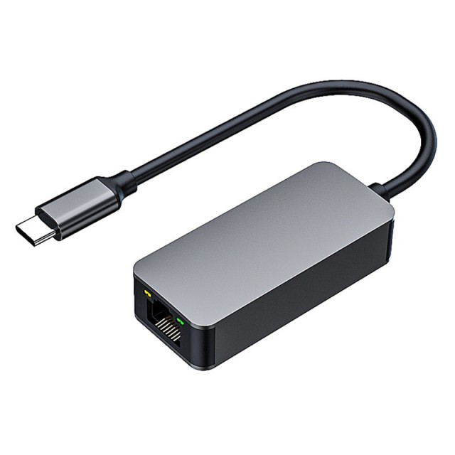 POWERTECH αντάπτορας δικτύου PTH-080, USB-C, 2.5Gbps Ethernet, γκρι