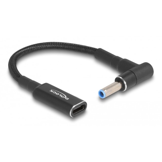 DELOCK καλώδιο τροφοδοσίας 60031, USB-C σε HP 4.5x3.0mm, 15cm, μαύρο